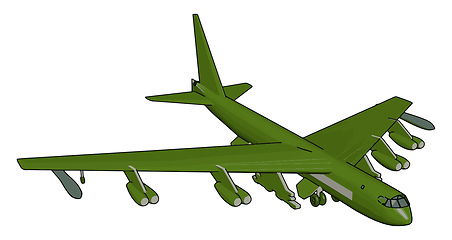 Image showing Green military airplane with missiles vector illustration on whi