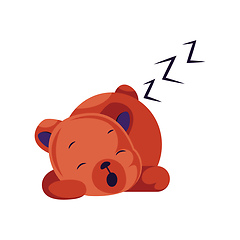Image showing Sleeping red teddy bear vector illustration on a white backgroun