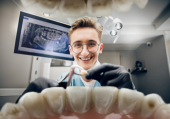 Image showing Doctor looking into the mouth, checking, examining teeth