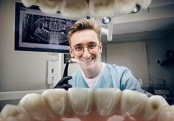 Image showing Doctor looking into the mouth, checking, examining teeth