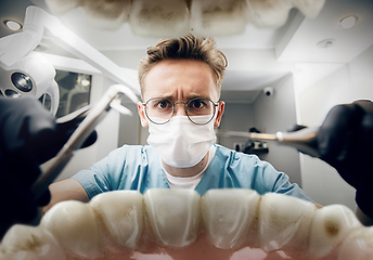 Image showing Doctor looking into the mouth, checking, examining teeth