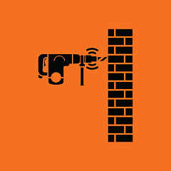 Image showing Icon of perforator drilling wall