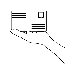 Image showing Icon of Hand holding letter