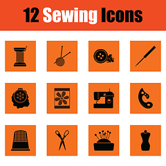 Image showing Set of twelve sewing icons