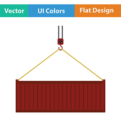 Image showing Crane hook lifting container