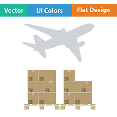 Image showing Boxes on pallet under airplane