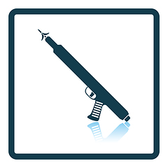 Image showing Icon of Fishing  speargun  on gray background, round shadow