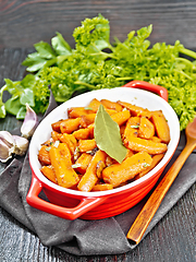 Image showing Carrots fried in pan on napkin