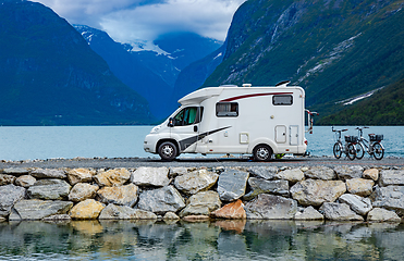 Image showing Family vacation travel RV, holiday trip in motorhome