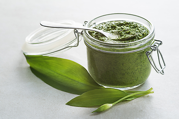 Image showing ramson or wild garlic pesto