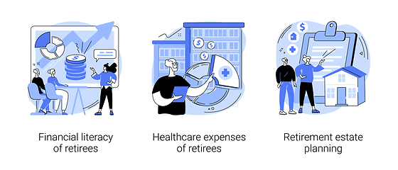 Image showing Retiree budget plan abstract concept vector illustrations.