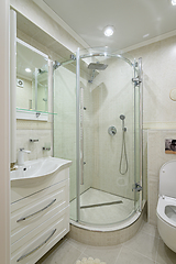 Image showing Modern luxury white and chrome bathroom