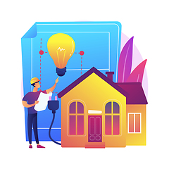 Image showing Residential electrical construction abstract concept vector illustration.