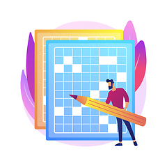 Image showing Do a crossword and sudoku abstract concept vector illustration.