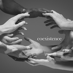 Image showing African and caucasian hands gesturing on gray studio background, tolerance and equality concept