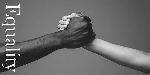 Image showing African and caucasian hands gesturing on gray studio background, tolerance and equality concept