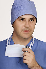 Image showing Surgeon speaking