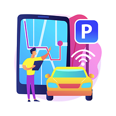 Image showing Self-parking car system abstract concept vector illustration.