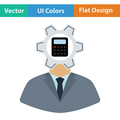 Image showing Analyst with gear hed and calculator inside icon