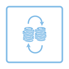 Image showing Dollar euro coins stack icon