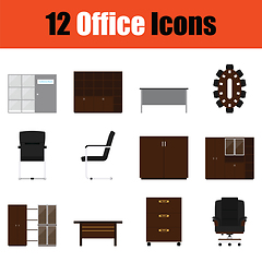 Image showing Office furniture icon set