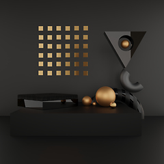 Image showing Luxury 3D geometric empty podium for product palcement