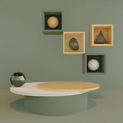 Image showing  3D geometric empty podium for product palcement