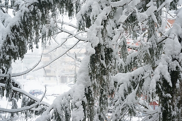 Image showing winter view in a small finnish town after a snowfall