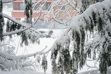 Image showing winter view in a small finnish town after a snowfall