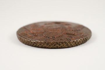 Image showing edge of an old Russian copper coin of the 18th century 