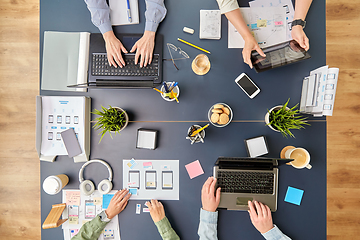 Image showing business team with gadgets working at office table