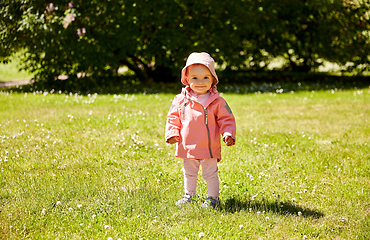 Image showing happy little baby girl at park in summer