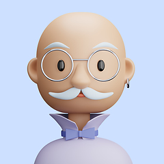 Image showing 3D cartoon avatar of stylish old man with a mustache