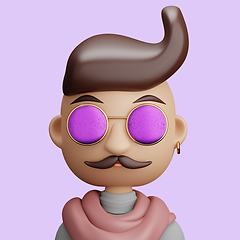 Image showing 3D cartoon avatar of man with a mustache