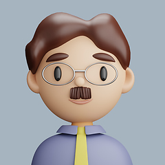 Image showing 3D cartoon avatar of man with a mustache