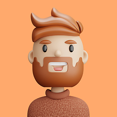 Image showing 3D cartoon avatar of smiling  bearded man