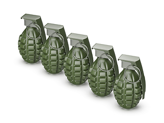 Image showing Five fragmentation hand grenades