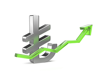 Image showing Turkish lira symbol with green arrow pointing up