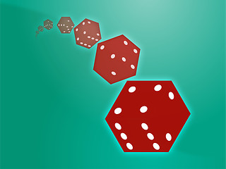 Image showing Rolling red dice illustration