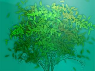 Image showing Tree with falling leaves, illustration