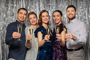 Image showing happy friends toasting champagne glasses at party