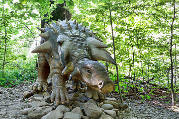 Image showing prehistoric dinosaur Edmontonia in nature environment