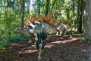 Image showing prehistoric dinosaur stegosaurus in nature