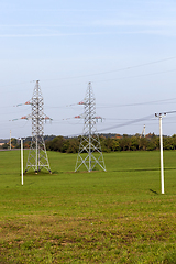 Image showing High-voltage pylons