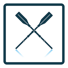 Image showing Icon of  boat oars on gray background, round shadow