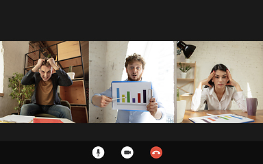 Image showing Team working by group video call share ideas brainstorming use video conference.