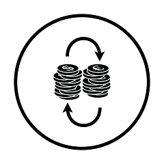 Image showing Dollar euro coins stack icon