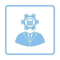 Image showing Analyst with gear hed and calculator inside icon