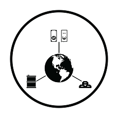 Image showing Oil, dollar and gold with planet concept icon