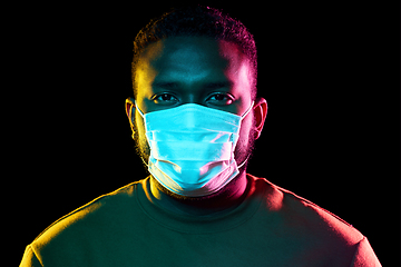 Image showing african american man wearing medical mask